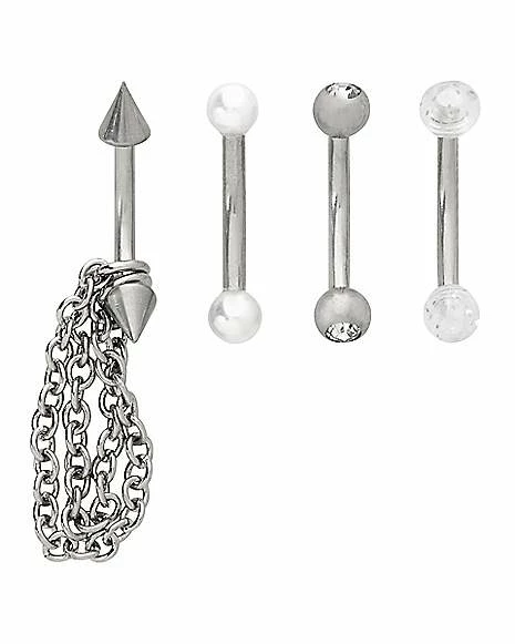 Best Pirce β€οΈ Multi-Pack CZ and Pearl-Effect Spike and Chain Curved Barbells 4 Pack - 16 Gauge π€© 3 Best Pirce β€οΈ Multi-Pack CZ and Pearl-Effect Spike and Chain Curved Barbells 4 Pack - 16 Gauge π€©