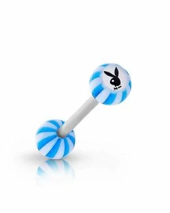 Discount ⭐ Multi-Pack Multi-Color Striped Playboy Bunny Barbells 4 Pack - 14 Gauge 👍 -Playboy Shop 03832748 b