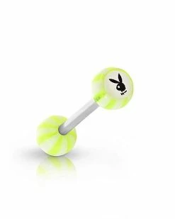 Discount ⭐ Multi-Pack Multi-Color Striped Playboy Bunny Barbells 4 Pack - 14 Gauge 👍 -Playboy Shop 03832748 c