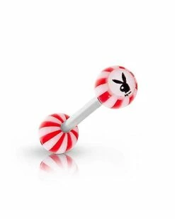 Discount ⭐ Multi-Pack Multi-Color Striped Playboy Bunny Barbells 4 Pack - 14 Gauge 👍 -Playboy Shop 03832748 e