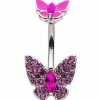 Flash Sale ⭐ CZ Pink Butterfly Belly Ring - 14 Gauge 🧨 -Playboy Shop 03833373 a