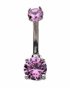 Brand new 😀 Pink Prong CZ Belly Ring - 14 Gauge ⌛