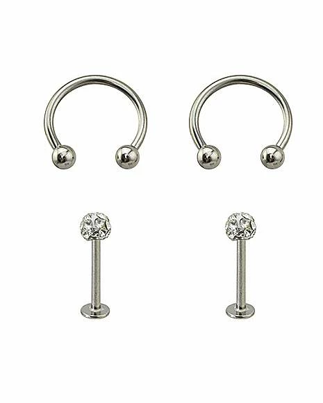 Wholesale π Multi-Pack Horseshoe Rings and CZ Labret Lip Rings 4 Pack - 16 Gauge π 3 Wholesale π Multi-Pack Horseshoe Rings and CZ Labret Lip Rings 4 Pack - 16 Gauge π