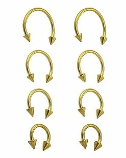 Best Sale ✨ Multi-Pack Goldtone Spike Horseshoe Rings 8 Pack - 16 Gauge 🎉 -Playboy Shop 03833571 b
