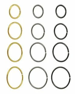 Deals ⭐ Multi-Pack Multi-Color Hoop Nose Rings 12 Pack - 20 Gauge 👏 -Playboy Shop 03833589 b