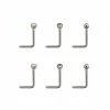 Best deal 🎁 Multi-Pack CZ Silvertone L-Bend Nose Rings 6 Pack - 20 Gauge ✨