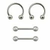 New 😉 Multi-Pack CZ Push In Nipple Horseshoes and Nipple Barbells 2 Pair - 14 Gauge ✔️
