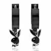 Best Sale 🛒 Playboy Bunny Black Huggie Hoop Dangle Earrings - 20 Gauge 😀 -Playboy Shop 03837218 a