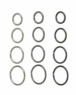 Budget 🤩 Multi-Pack Black and Silvertone Hoop Nose Rings 12 Pack - 20 Gauge 🛒 -Playboy Shop 03840071 b