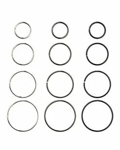 Budget 🤩 Multi-Pack Black and Silvertone Hoop Nose Rings 12 Pack - 20 Gauge 🛒 -Playboy Shop 03840089 a