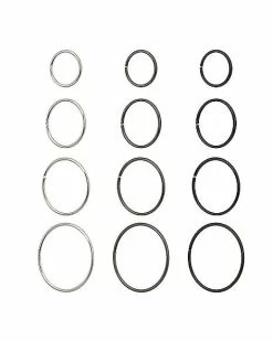 Budget 🤩 Multi-Pack Black and Silvertone Hoop Nose Rings 12 Pack - 20 Gauge 🛒 -Playboy Shop 03840089 b