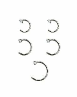 New ✔️ Multi-Pack CZ Half Hoop Nose Rings 5 Pack - 20 Gauge ⌛ -Playboy Shop 03840097 a
