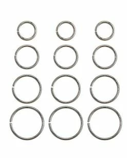 Deals 🎉 Multi-Pack Silvertone Hoop Nose Rings 12 Pack - 20 Gauge 😀 -Playboy Shop 03840113 a