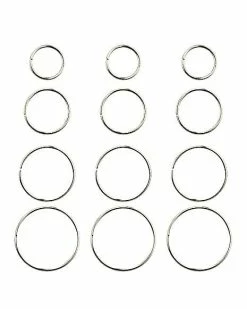 Deals 🎉 Multi-Pack Silvertone Hoop Nose Rings 12 Pack - 20 Gauge 😀 -Playboy Shop 03840121 a
