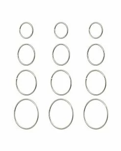 Deals 🎉 Multi-Pack Silvertone Hoop Nose Rings 12 Pack - 20 Gauge 😀 -Playboy Shop 03840121 b