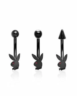 Wholesale 🤩 Multi-Pack CZ Black Playboy Curved Barbells 3 Pack - 16 Gauge 🎉