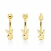 Cheapest 💯 Multi-Pack CZ Goldplated Playboy Curved Barbells 3 Pack - 16 Gauge ⌛ -Playboy Shop 03841442 a