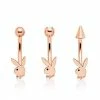 Brand new 🔔 Multi-Pack CZ Rose Goldplated Playboy Curved Barbells 3 Pack - 16 Gauge ⌛ -Playboy Shop 03841459 a