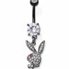 Budget π CZ Playboy Bunny Dangle Belly Ring - 14 Gauge π 2 Budget π CZ Playboy Bunny Dangle Belly Ring - 14 Gauge π -Playboy Shop 03841467 a