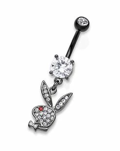 Budget 🔔 CZ Playboy Bunny Dangle Belly Ring - 14 Gauge 👏 -Playboy Shop 03841467 b