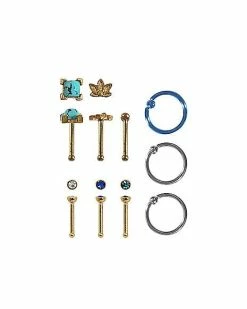 Cheap 🎁 Multi-Pack CZ Nose Rings 9 Pack - 20 Gauge 🌟 -Playboy Shop 03841756