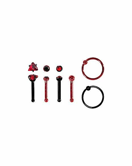 Top 10 π₯° Multi-Pack Black and Red Gem-Effect Bone Nose Rings and Hoop Nose Rings 6 Pack - 20 Gauge π 4 Top 10 π₯° Multi-Pack Black and Red Gem-Effect Bone Nose Rings and Hoop Nose Rings 6 Pack - 20 Gauge π - Image 2