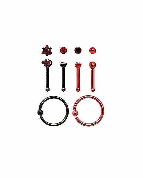Top 10 π₯° Multi-Pack Black and Red Gem-Effect Bone Nose Rings and Hoop Nose Rings 6 Pack - 20 Gauge π 5 Top 10 π₯° Multi-Pack Black and Red Gem-Effect Bone Nose Rings and Hoop Nose Rings 6 Pack - 20 Gauge π - Image 3