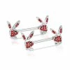 Brand new ⭐ Red Playboy Bunny Gem Nipple Barbells - 14 Gauge 👏 -Playboy Shop 03841780 a