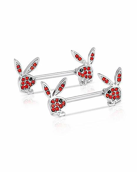 Brand new β Red Playboy Bunny Gem Nipple Barbells - 14 Gauge π 3 Brand new β Red Playboy Bunny Gem Nipple Barbells - 14 Gauge π