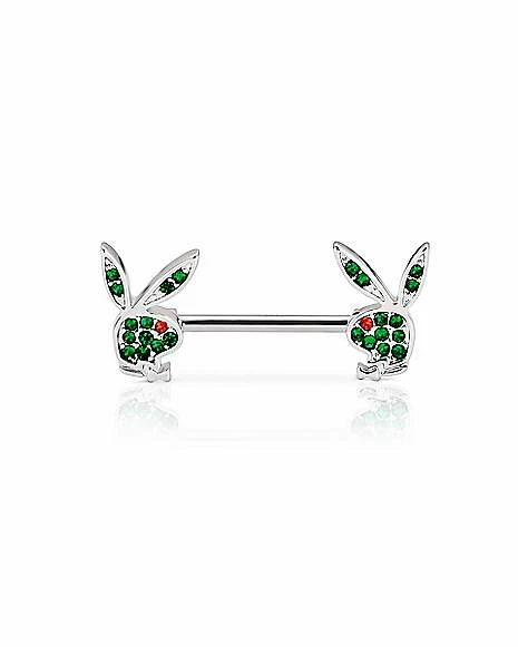 Coupon 🥰 Green Playboy Bunny Gem Nipple Barbells - 14 Gauge ⭐ 4 Coupon 🥰 Green Playboy Bunny Gem Nipple Barbells - 14 Gauge ⭐ - Image 2