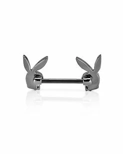 Flash Sale 🌟 Black Playboy Bunny Gem Nipple Barbells - 14 Gauge 😉 -Playboy Shop 03841830 c