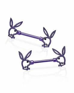 New 🌟 Playboy Bunny Cutout Nipple Barbells - 14 Gauge 🎉 -Playboy Shop 03841848 b