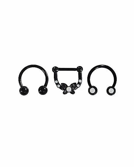 New π Multi-Pack CZ Butterfly Septum Rings 3 Pack - 16 Gauge β 3 New π Multi-Pack CZ Butterfly Septum Rings 3 Pack - 16 Gauge β