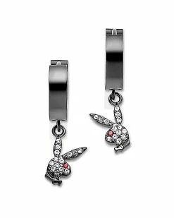 Best Pirce 👍 Playboy Bunny Gem Huggie Hoop Dangle Earrings - 18 Gauge 🌟