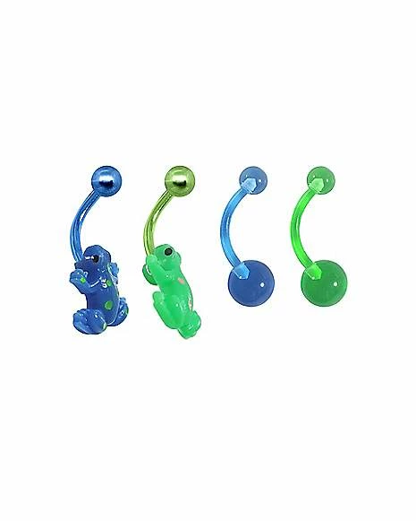 Best deal π Multi-Pack Blue and Green Frog Belly Rings 4 Pack - 14 Gauge π 4 Best deal π Multi-Pack Blue and Green Frog Belly Rings 4 Pack - 14 Gauge π - Image 2