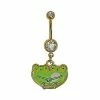 Budget 👏 CZ Green Frog Dangle Belly Ring - 14 Gauge 🎁