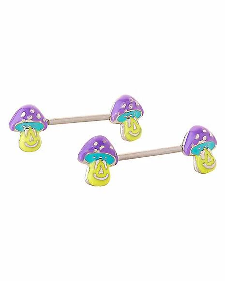 Flash Sale ✔️ Smiling Mushroom Nipple Barbells - 14 Gauge ⭐ 4 Flash Sale ✔️ Smiling Mushroom Nipple Barbells - 14 Gauge ⭐ - Image 2