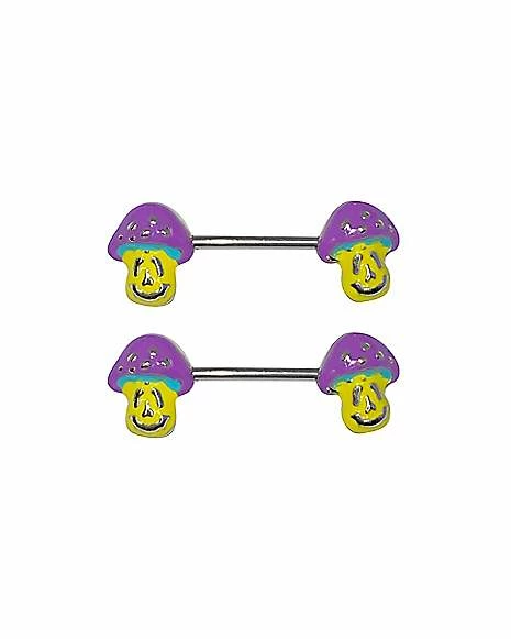 Flash Sale ✔️ Smiling Mushroom Nipple Barbells - 14 Gauge ⭐ 3 Flash Sale ✔️ Smiling Mushroom Nipple Barbells - 14 Gauge ⭐