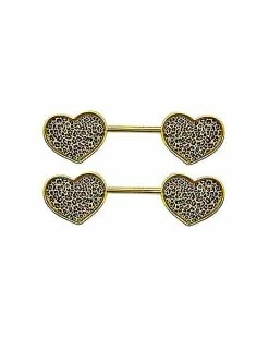 Buy 💯 Leopard Heart Nipple Barbells - 14 Gauge 😉