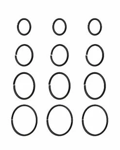 Outlet 👍 Multi-Pack Black Titanium Hoop Nose Rings 12 Pack - 20 Gauge 🥰 -Playboy Shop 03842655 b