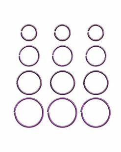 Best deal 🎉 Multi-Pack Titanium Hoop Nose Rings 12 Pack - 20 Gauge 💯
