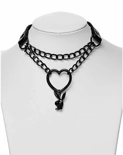 Budget ⌛ Black Playboy Bunny Chain Choker Necklace 🧨