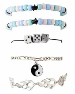 Discount 🔔 Multi-Pack Flame Yin Yang and Dice Bracelets - 5 Pack 🧨 -Playboy Shop 03843018 b