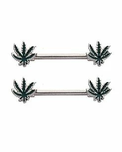 Coupon 🔥 Weed Leaf Nipple Barbells 👍 -Playboy Shop 03843075 a