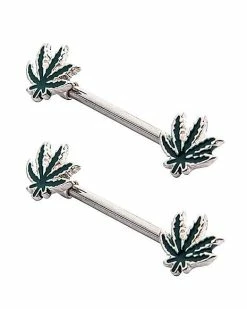 Coupon 🔥 Weed Leaf Nipple Barbells 👍 -Playboy Shop 03843075 b