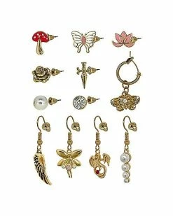 Best Sale ✔️ Multi-Pack Fairy Dragon Flower Mismatched Earrings - 6 Pairs 🤩