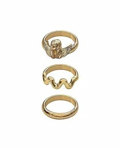 Best Pirce 🤩 Multi-Pack Cherub Angel and Wavy Rings - 3 Pack 🛒