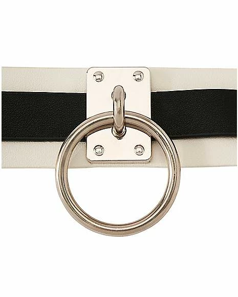 Outlet π₯ Black and White Stripe O-Ring Choker Necklace π 4 Outlet π₯ Black and White Stripe O-Ring Choker Necklace π - Image 2