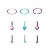 Cheap 😉 Multi-Pack Pink Teal and Purple Heart Bone Nose Rings and Hoop Nose Rings 9 Pack - 20 Gauge 🎁 -Playboy Shop 03843976 a 1