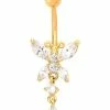 Outlet ✨ CZ Butterfly Goldplated Titanium Dangle Belly Ring - 14 Gauge ⭐ -Playboy Shop 03844016 a